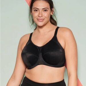 Elomi NWT Energise Black Sports Bra size 40DD Extra Support Sportsbra Plus Size